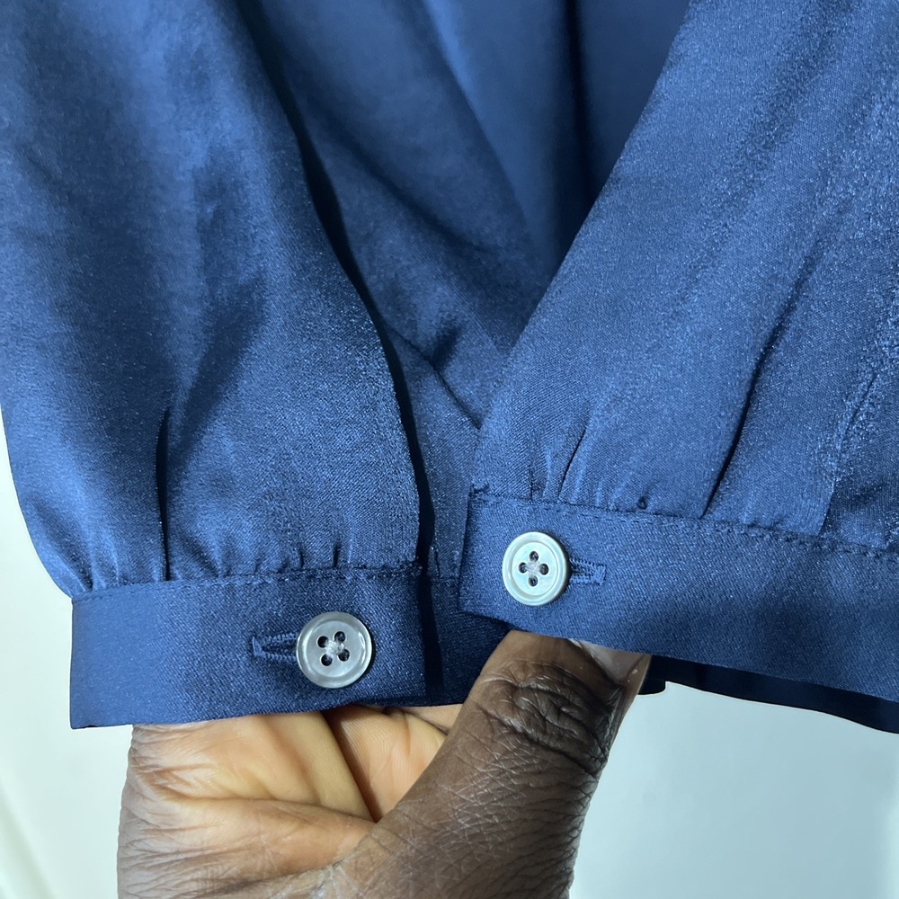 J. Jill Navy Pintuck Button-Front Blouse - Picture 11 of 12